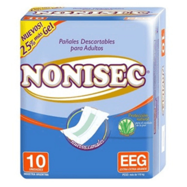 Pañales descartables nonisec rectos extra extra grande x 10u