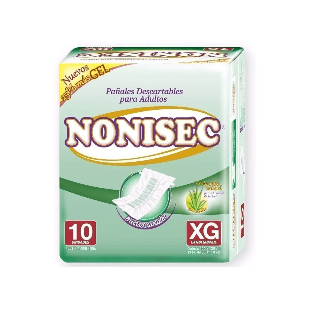 Pañales descartables nonisec rectos extra grande x 10u