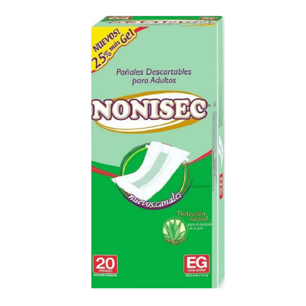 Pañales descartables nonisec rectos extra grande x 20u