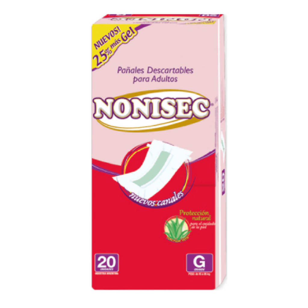 Pañales descartables nonisec rectos grande x 20u