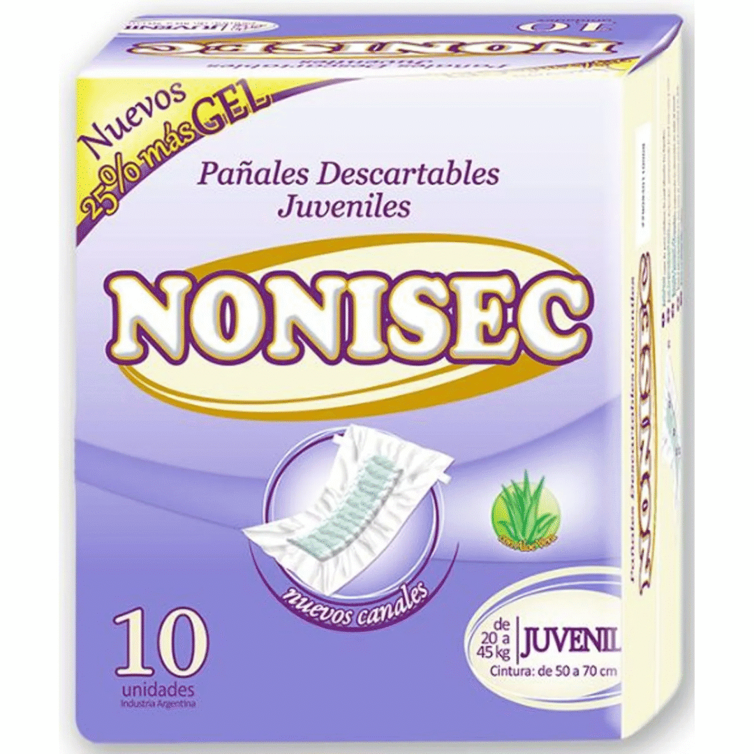 Pañales descartables nonisec rectos juvenil x 10u