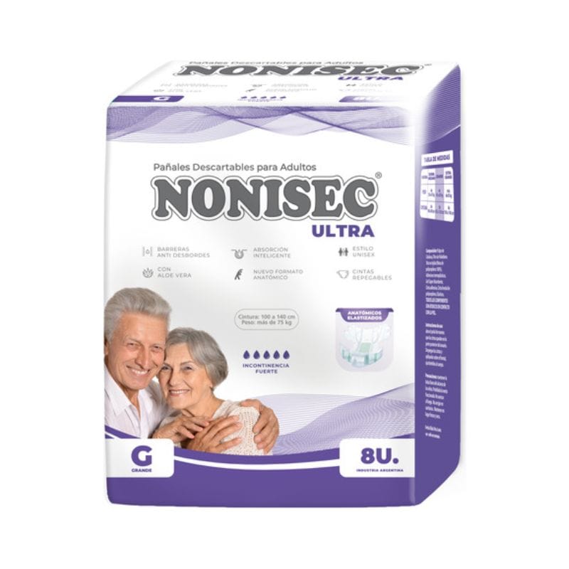 Pañales Descartables Nonisec Ultra Anatómico Talle grande x 8u