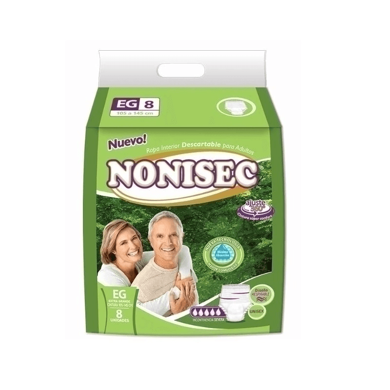 Pañales descartables nonisec ropa interior extra grande x 8u